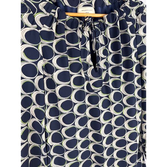 Anthropologie Moulinette Soeurs Ellipses Mini Dress Navy /Cream / Green Size 2 - Picture 4 of 9